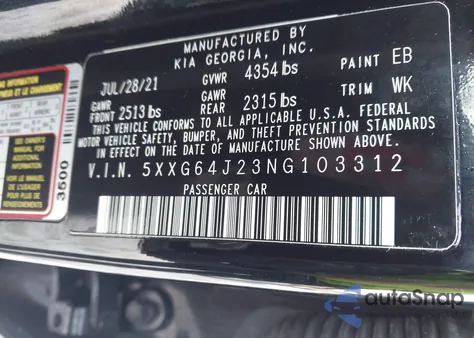 2022 Kia K5 Gt-Line z USA, uszkodzony, nr VIN 5XXG64J23NG103312